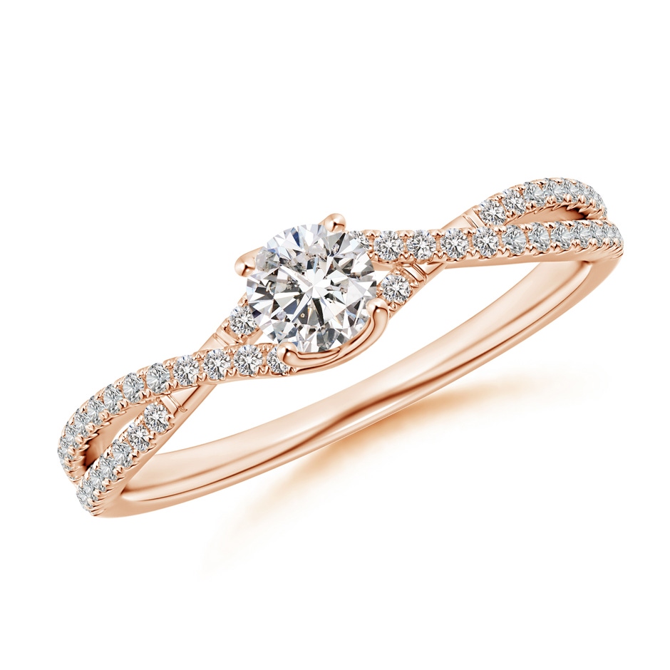 4mm IJI1I2 Twist Shank Solitaire Round Diamond Engagement Ring in Rose Gold 