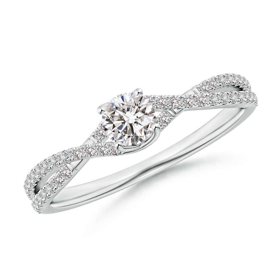 4mm IJI1I2 Twist Shank Solitaire Round Diamond Engagement Ring in White Gold 