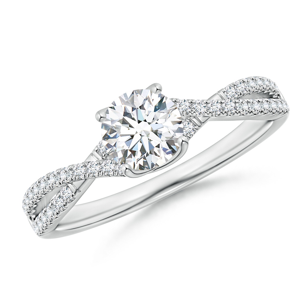 5.5mm GVS2 Twist Shank Solitaire Round Diamond Engagement Ring in White Gold