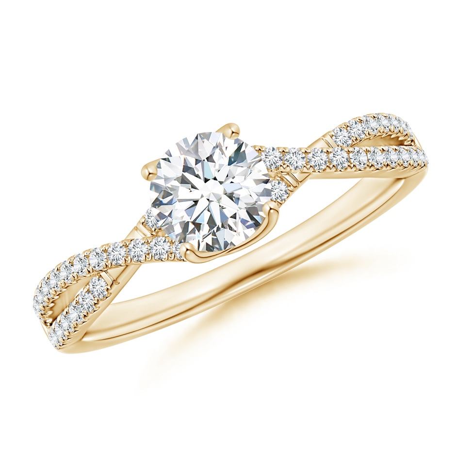 5.5mm GVS2 Twist Shank Solitaire Round Diamond Engagement Ring in Yellow Gold 