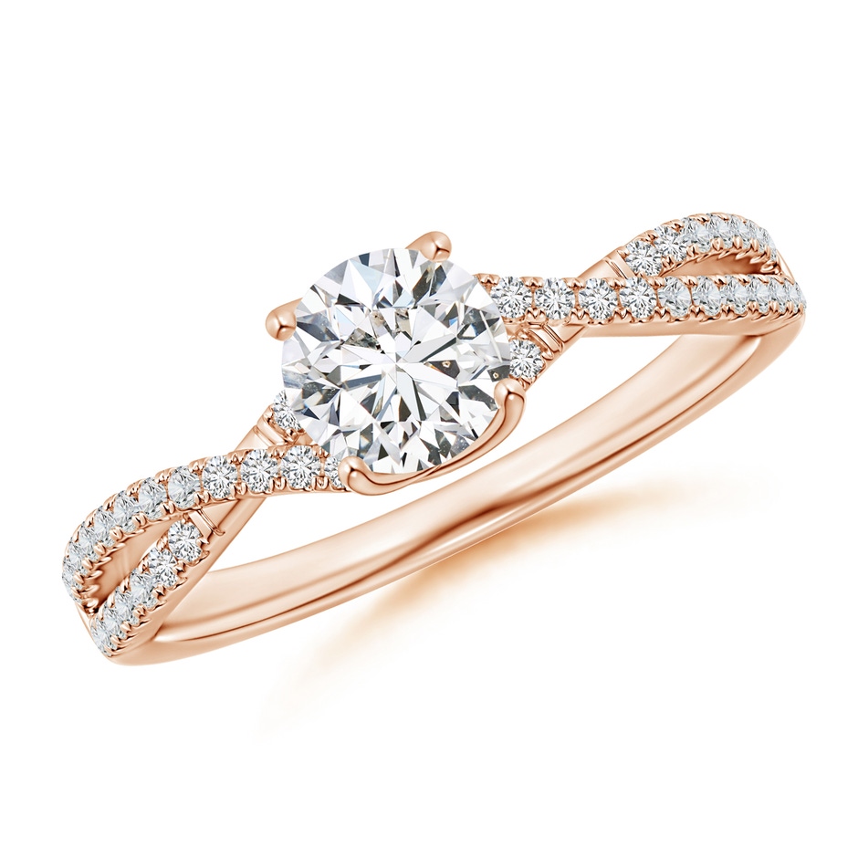 5.5mm HSI2 Twist Shank Solitaire Round Diamond Engagement Ring in Rose Gold 