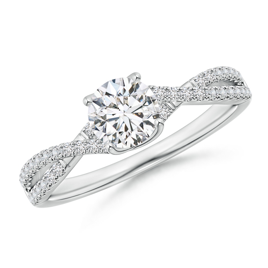 5.5mm HSI2 Twist Shank Solitaire Round Diamond Engagement Ring in White Gold 