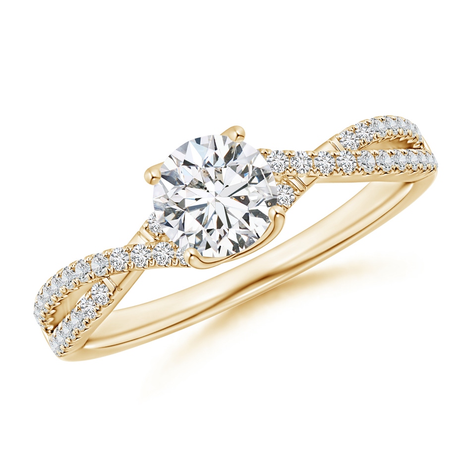 5.5mm HSI2 Twist Shank Solitaire Round Diamond Engagement Ring in Yellow Gold 