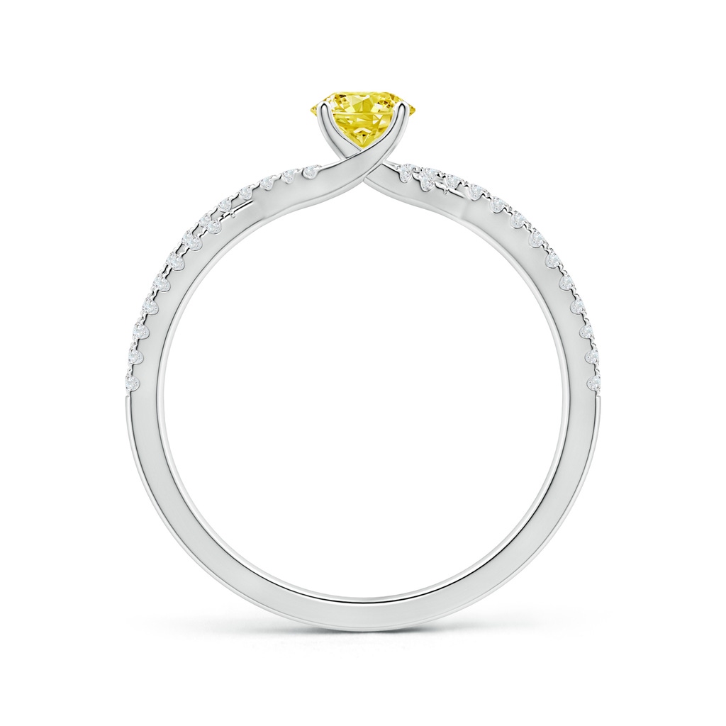 4.5mm AAAA Twist Shank Solitaire Round Fancy Intense Yellow Diamond Engagement Ring in White Gold - side 199