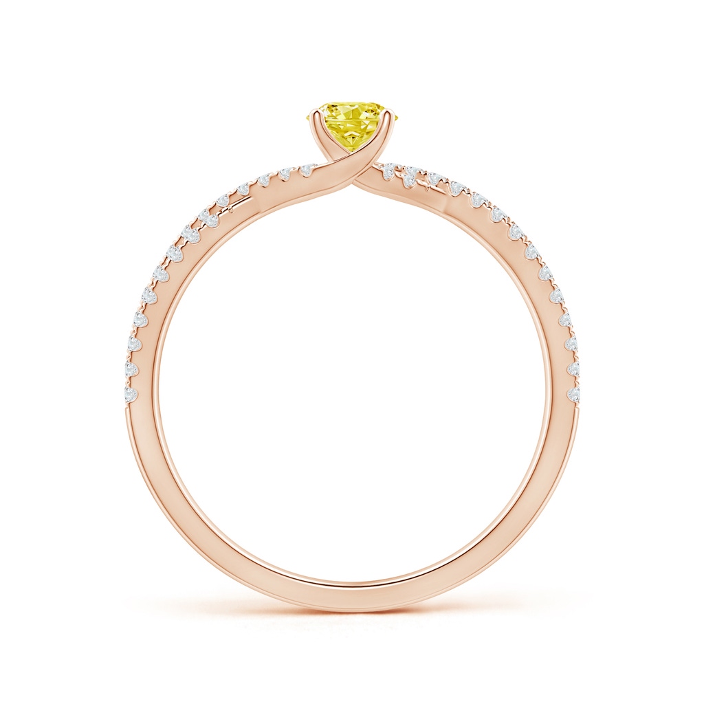 4mm AAAA Twist Shank Solitaire Round Fancy Intense Yellow Diamond Engagement Ring in Rose Gold - side 199