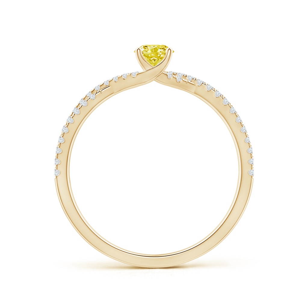 4mm AAAA Twist Shank Solitaire Round Fancy Intense Yellow Diamond Engagement Ring in Yellow Gold - side 199