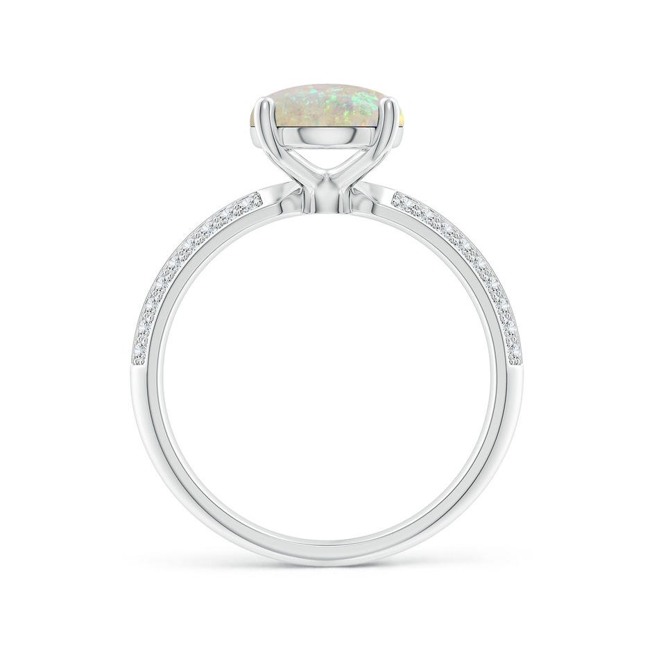 10x8mm AAA Classic Oval Opal Knife Edge Ring in White Gold side-1