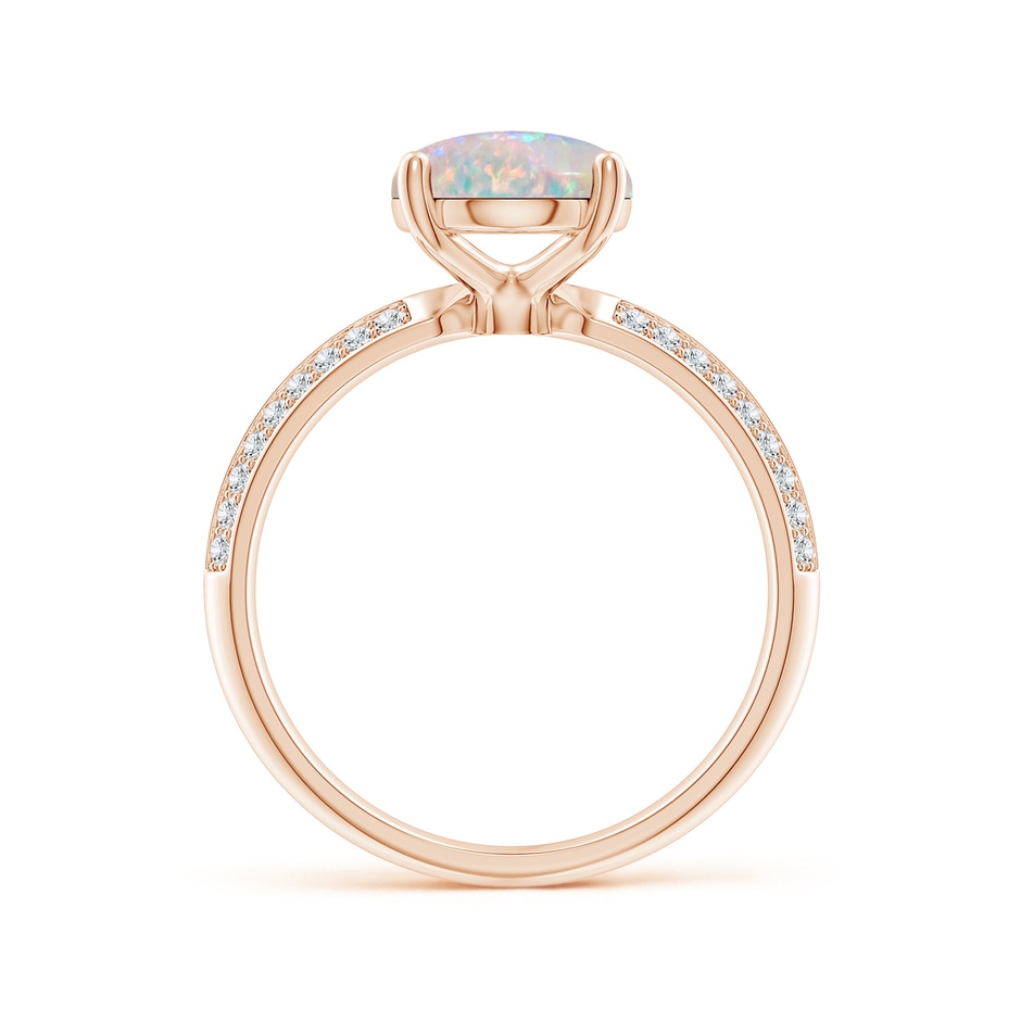 10x8mm AAAA Classic Oval Opal Knife Edge Ring in Rose Gold side-1