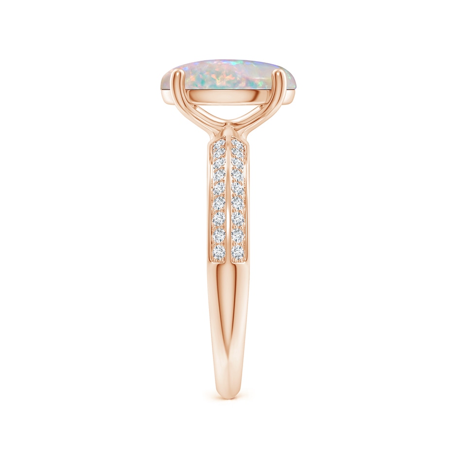 10x8mm AAAA Classic Oval Opal Knife Edge Ring in Rose Gold side-2