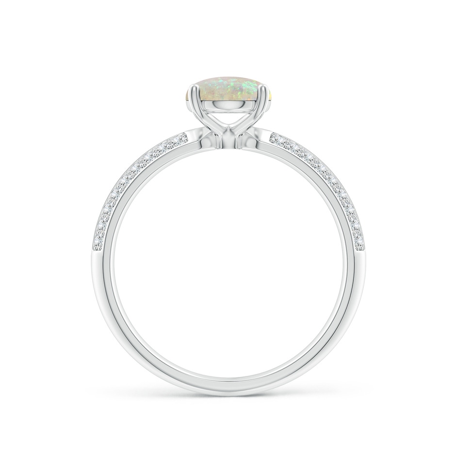 8x6mm AAA Classic Oval Opal Knife Edge Ring in 9K White Gold side-1