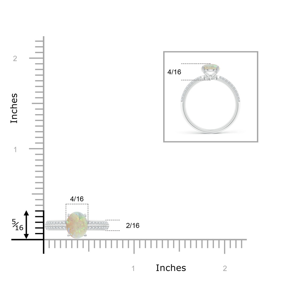 8x6mm AAA Classic Oval Opal Knife Edge Ring in P950 Platinum ruler