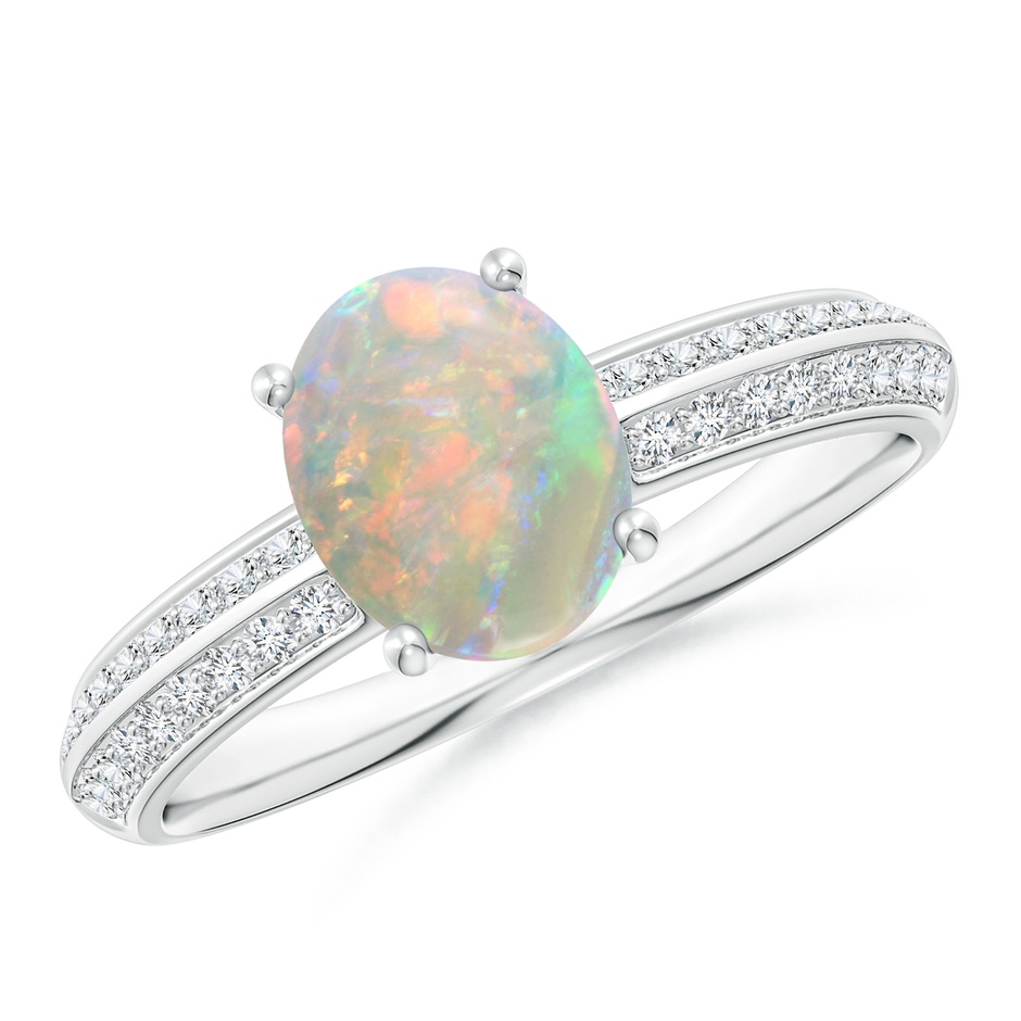 8x6mm AAAA Classic Oval Opal Knife Edge Ring in P950 Platinum 