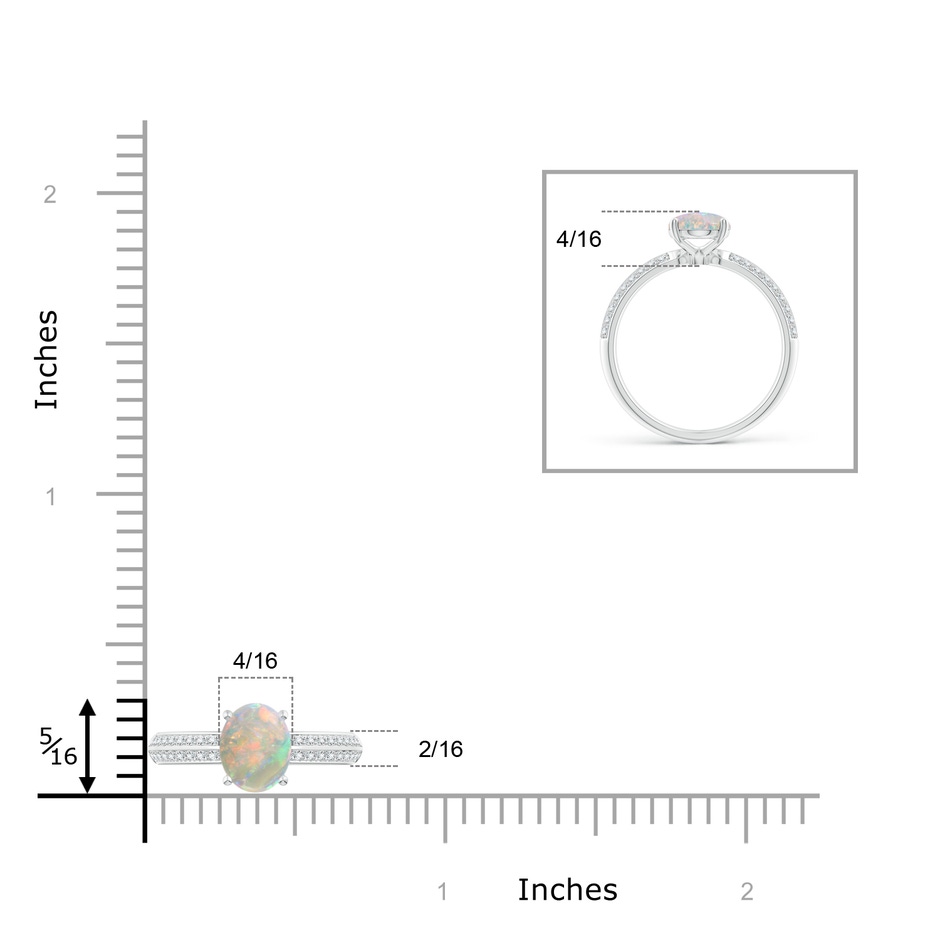 8x6mm AAAA Classic Oval Opal Knife Edge Ring in P950 Platinum ruler