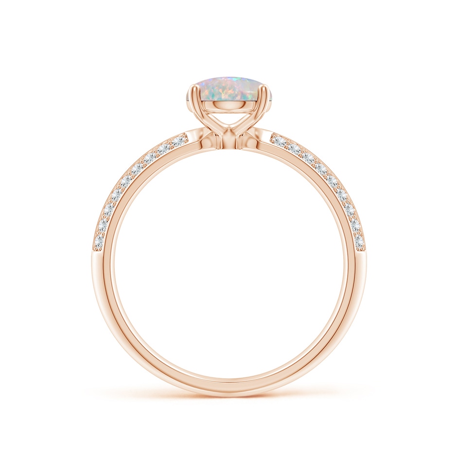 8x6mm AAAA Classic Oval Opal Knife Edge Ring in Rose Gold side-1
