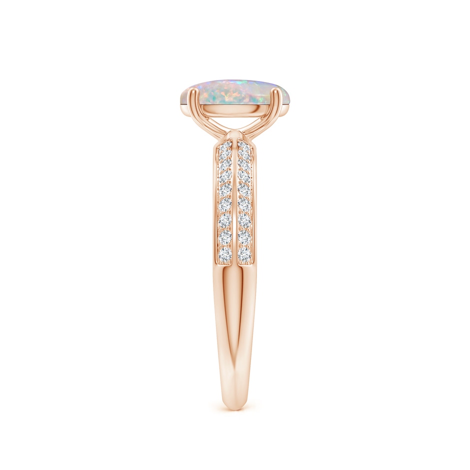 8x6mm AAAA Classic Oval Opal Knife Edge Ring in Rose Gold side-2