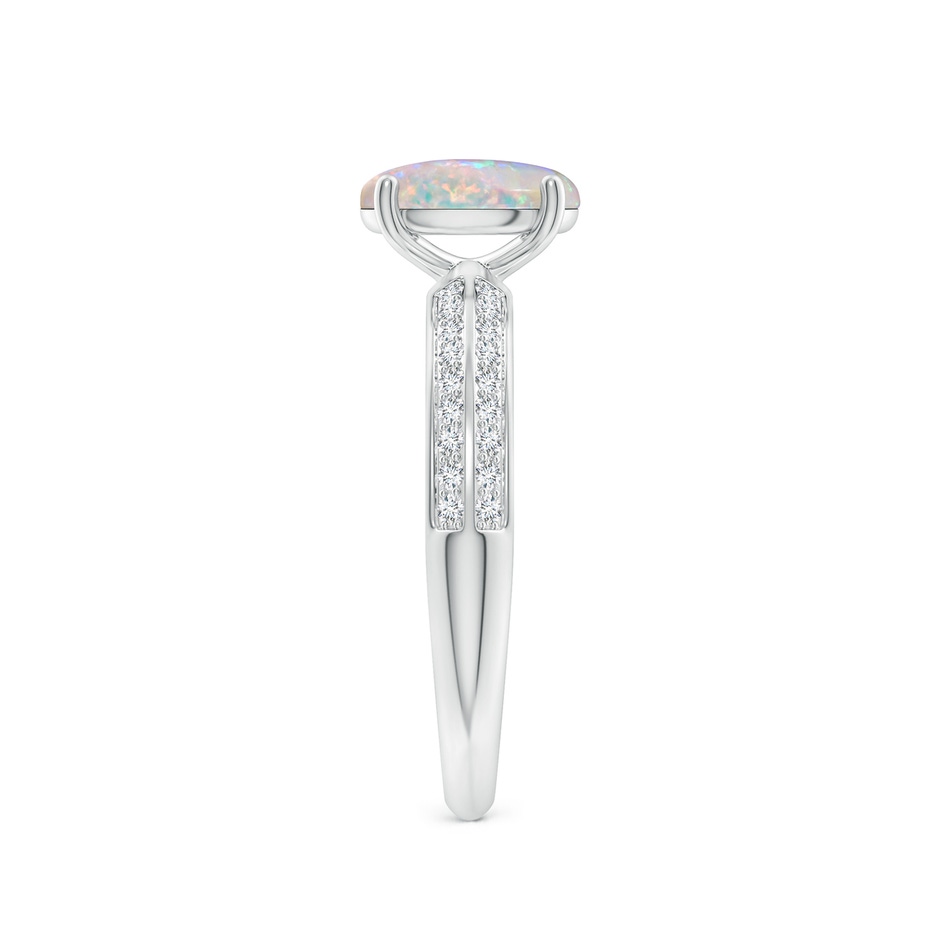 8x6mm AAAA Classic Oval Opal Knife Edge Ring in White Gold side-2