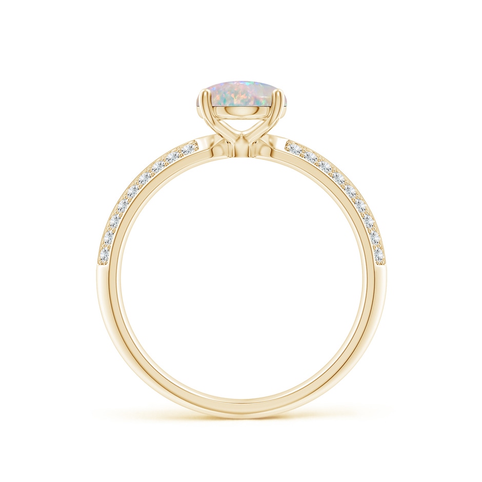 8x6mm AAAA Classic Oval Opal Knife Edge Ring in Yellow Gold side-1