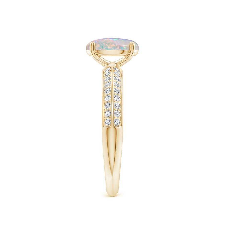 8x6mm AAAA Classic Oval Opal Knife Edge Ring in Yellow Gold side-2