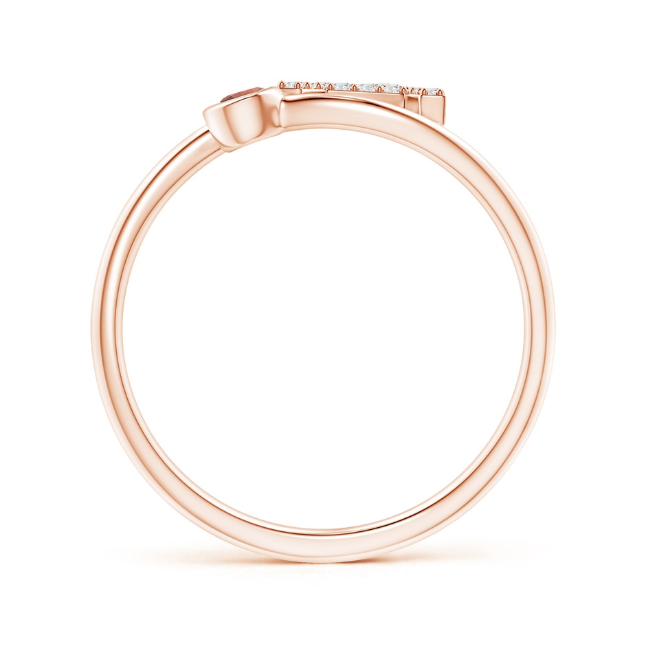 2.5mm A Capital "A" Diamond Initial Ring with Bezel-Set Garnet in Rose Gold side 1