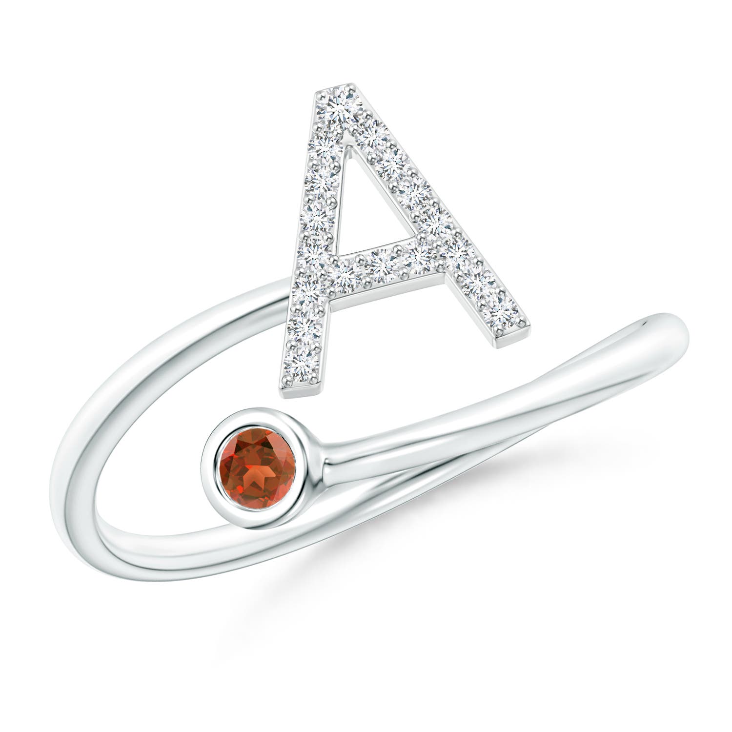 A - Garnet / 0.14 CT / 14 KT White Gold