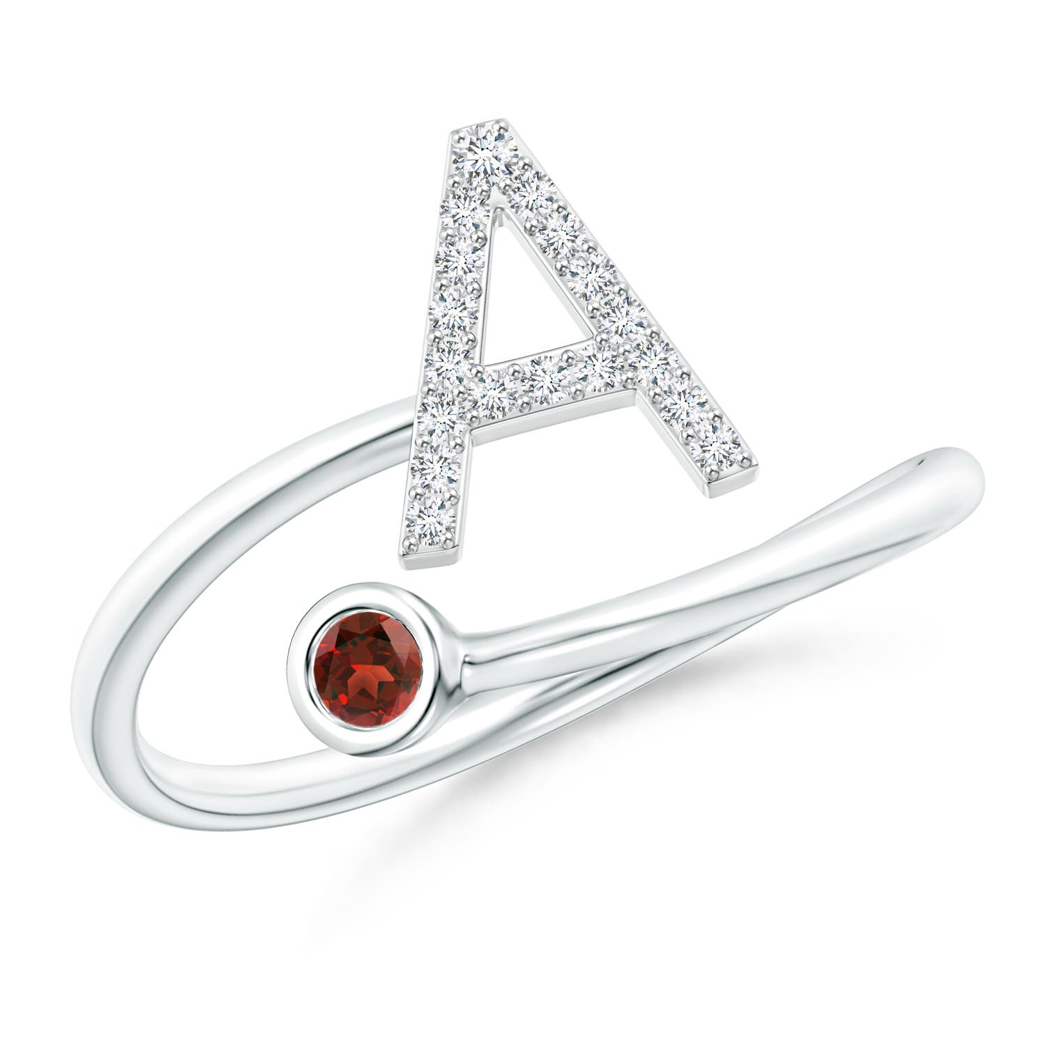 AAAA - Garnet / 0.14 CT / 14 KT White Gold