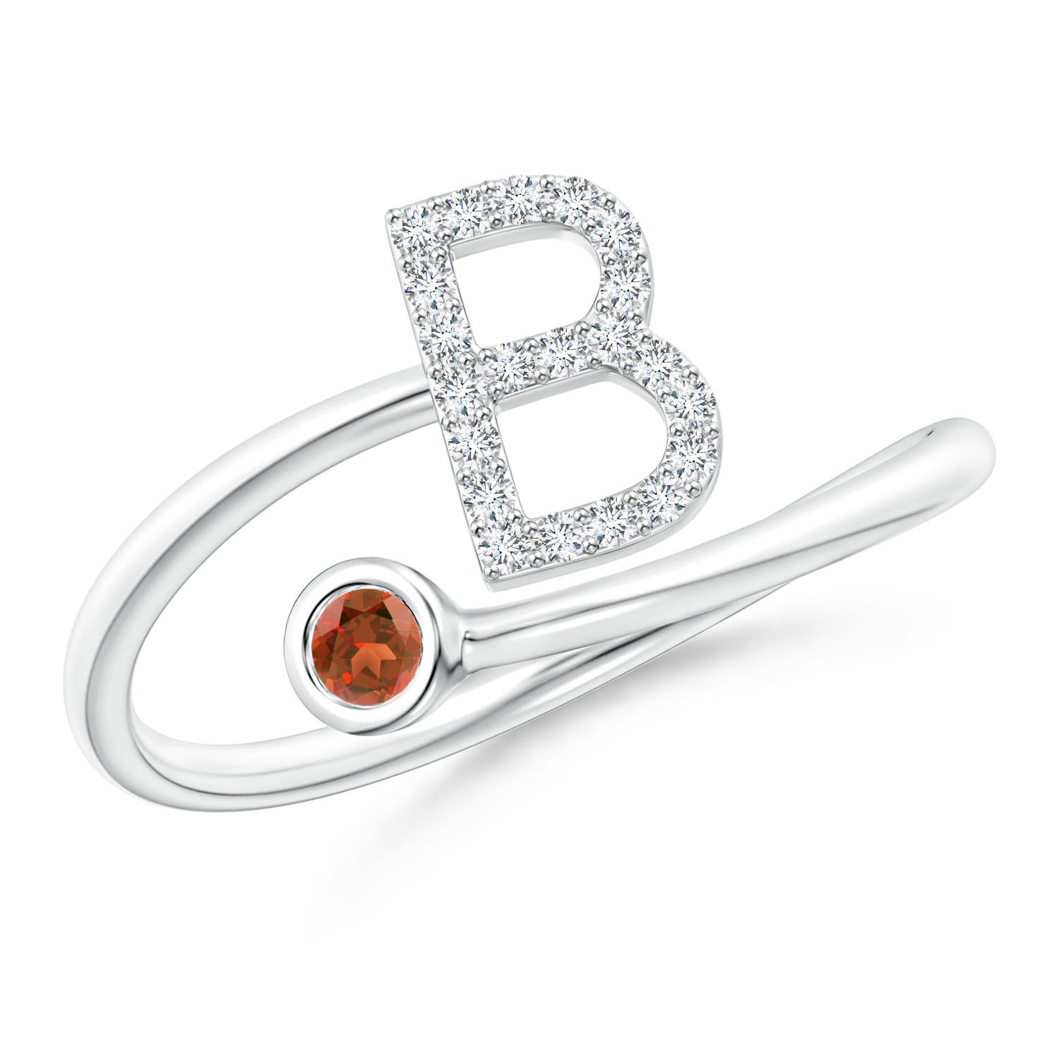 A - Garnet / 0.14 CT / 14 KT White Gold