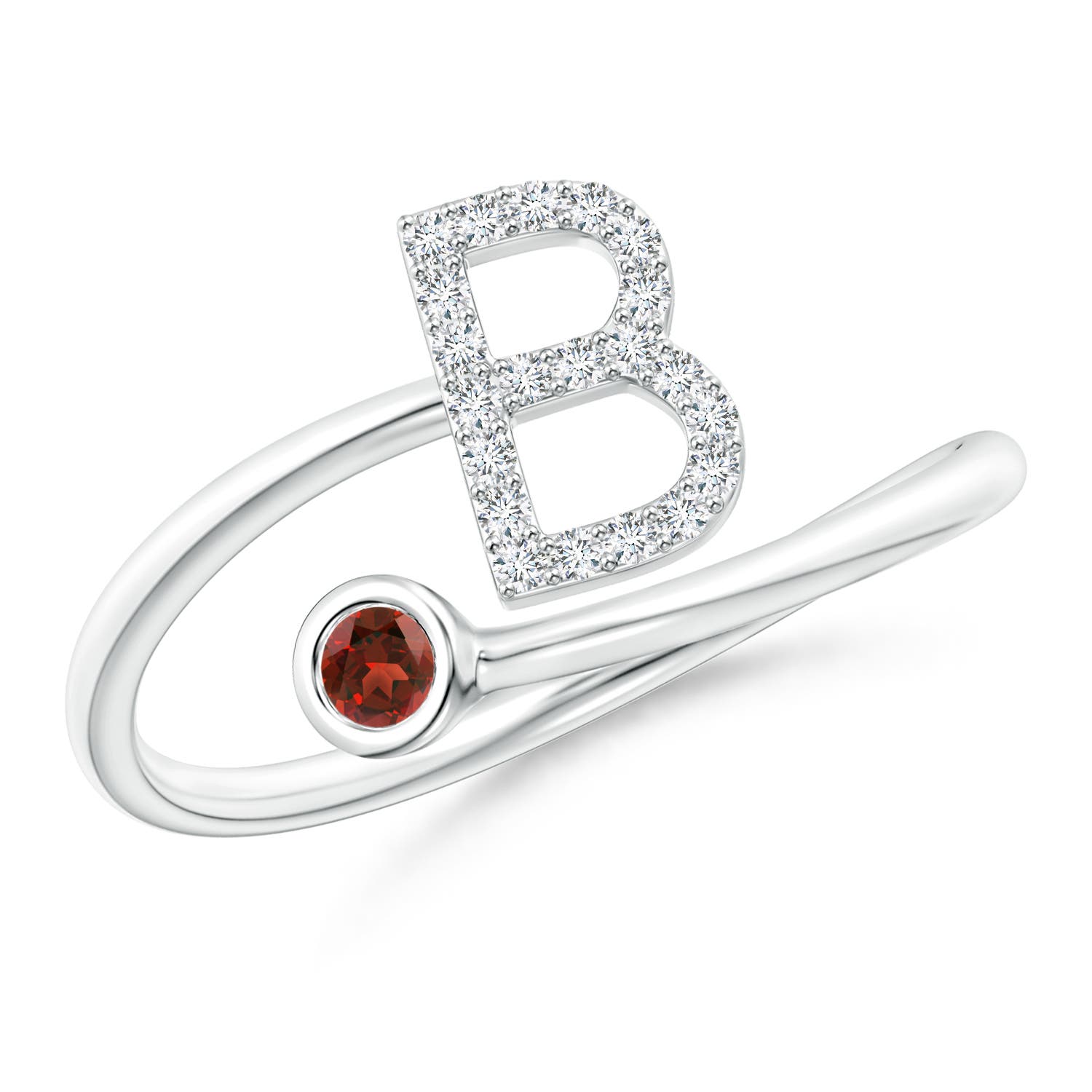 AAAA - Garnet / 0.14 CT / 14 KT White Gold