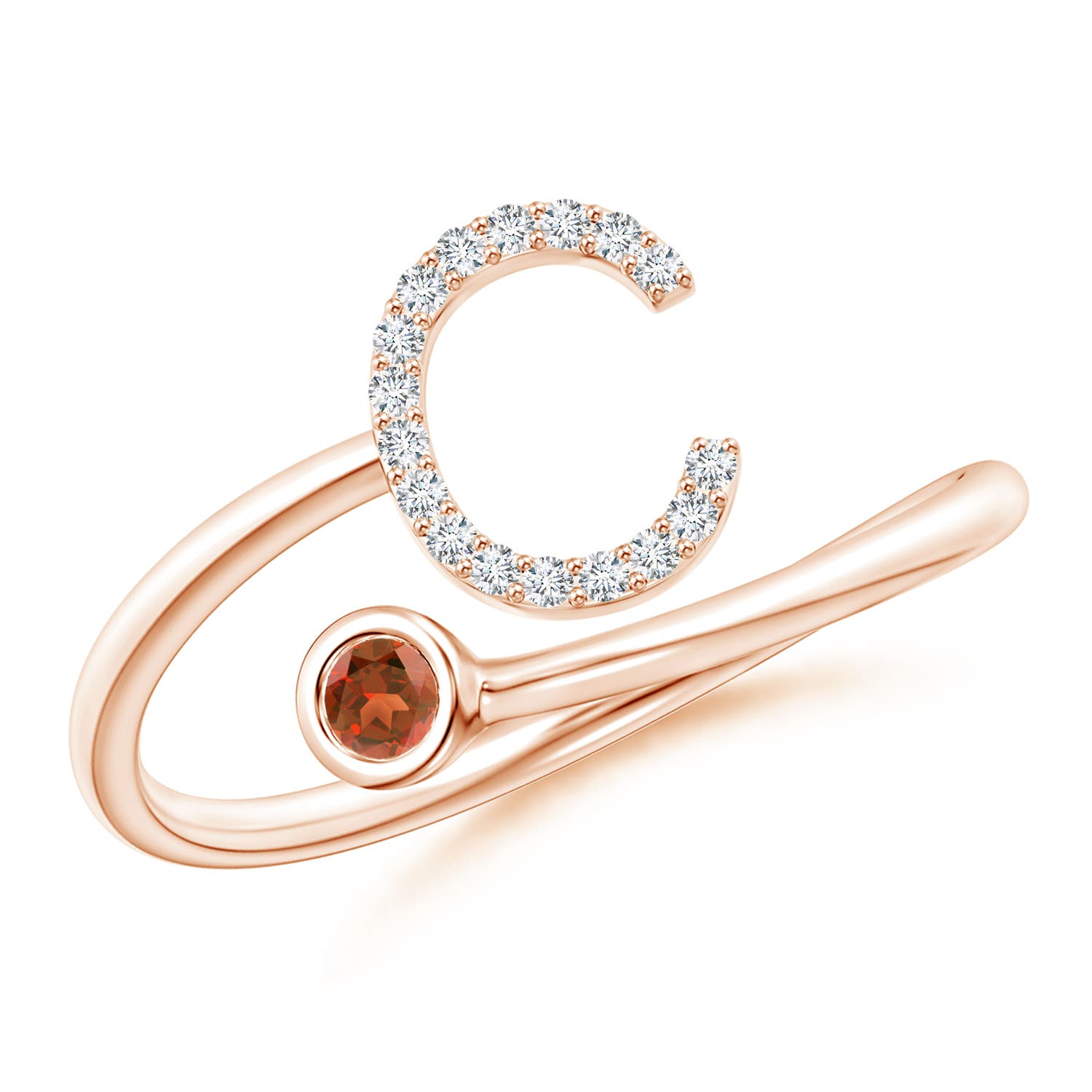 A - Garnet / 0.13 CT / 14 KT Rose Gold