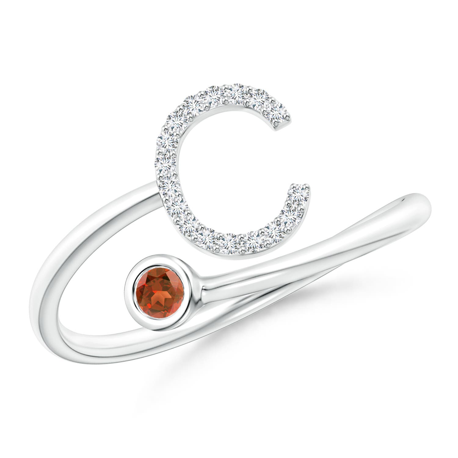 A - Garnet / 0.13 CT / 14 KT White Gold