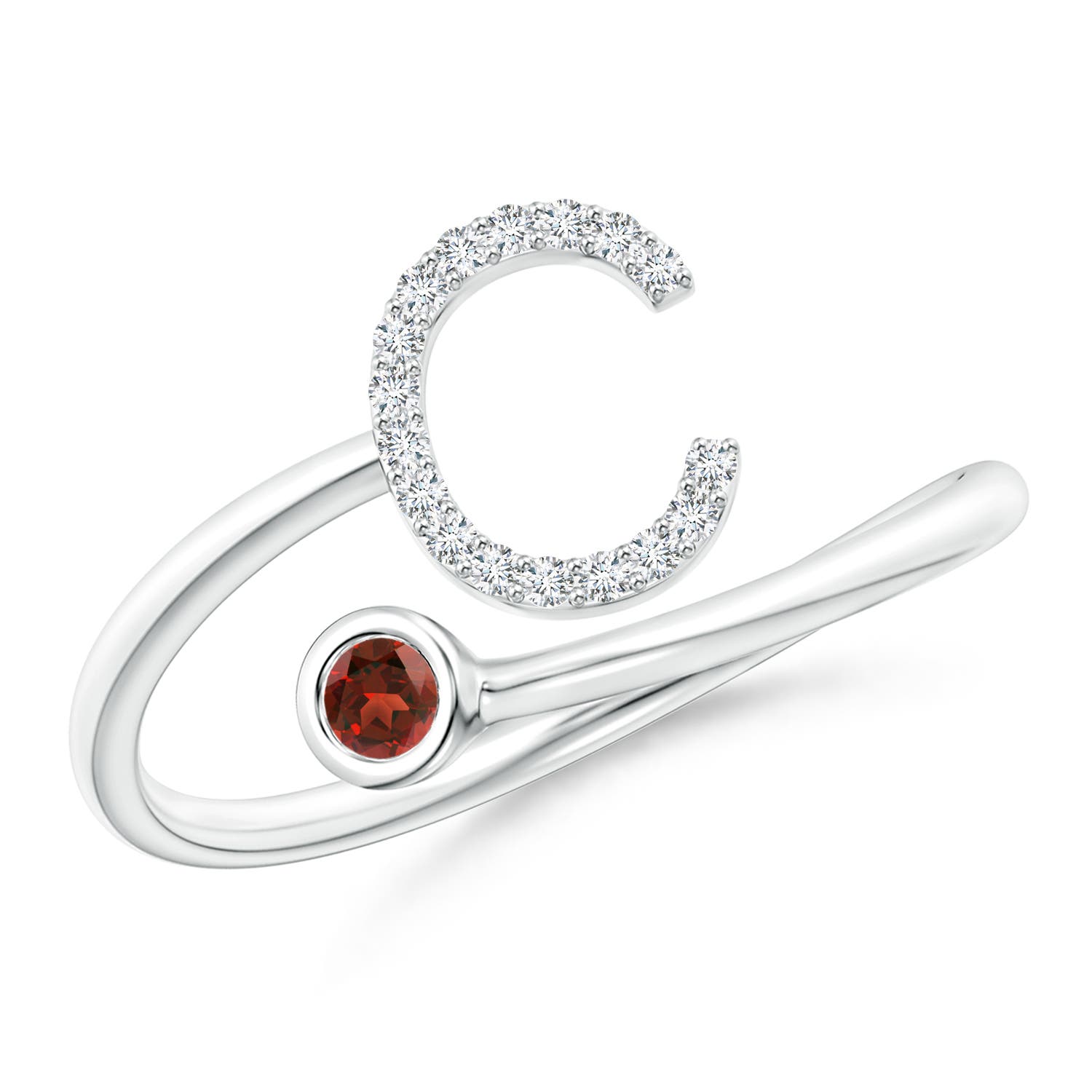 AAAA - Garnet / 0.13 CT / 14 KT White Gold