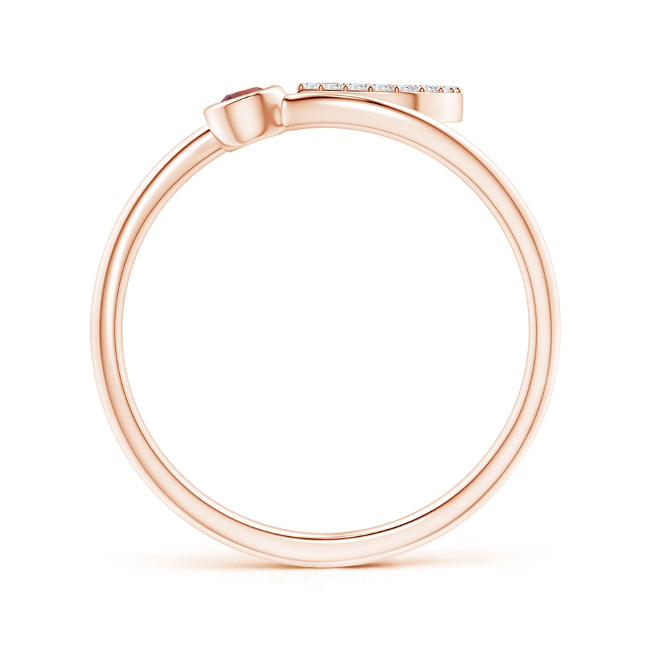 2.5mm AAA Capital "D" Diamond Initial Ring with Bezel-Set Garnet in Rose Gold side 1