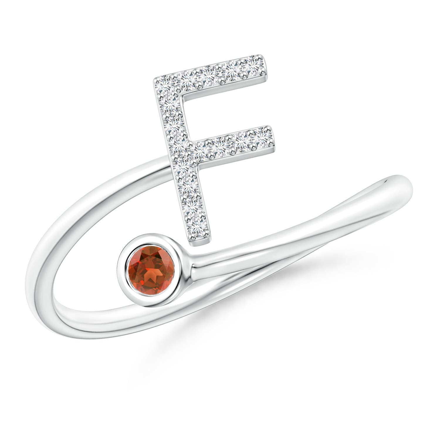 A - Garnet / 0.13 CT / 14 KT White Gold