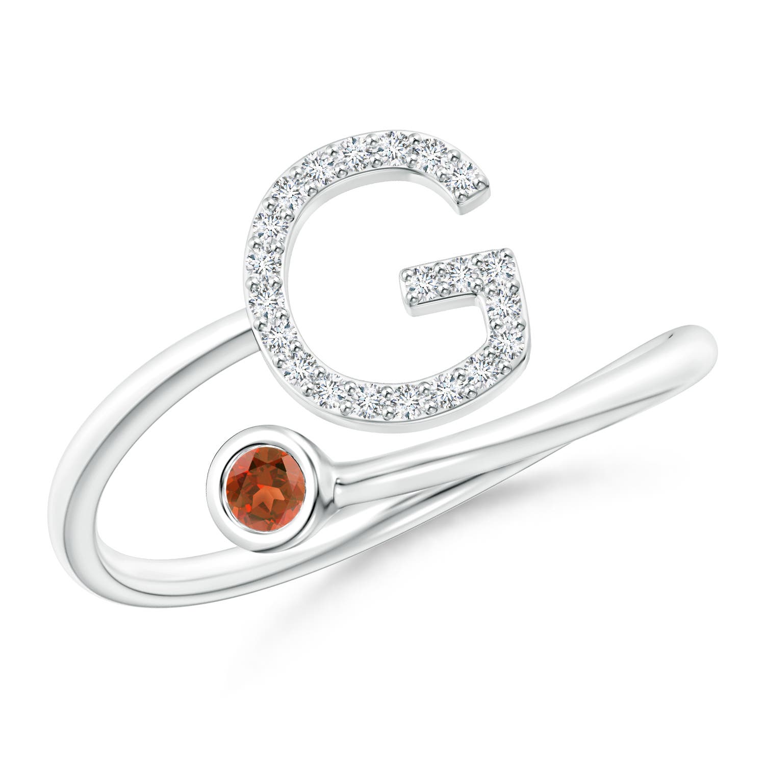 A - Garnet / 0.14 CT / 14 KT White Gold