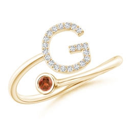 Initials Yellow Gold Garnet Rings