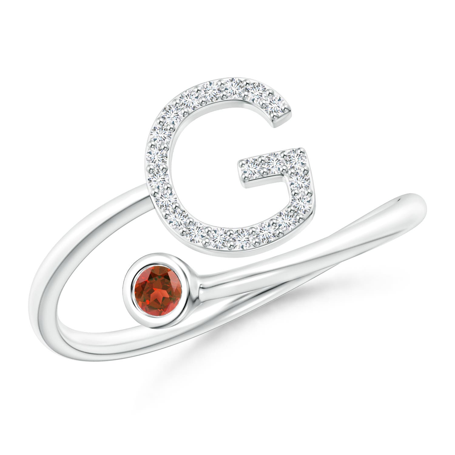 AA - Garnet / 0.14 CT / 14 KT White Gold