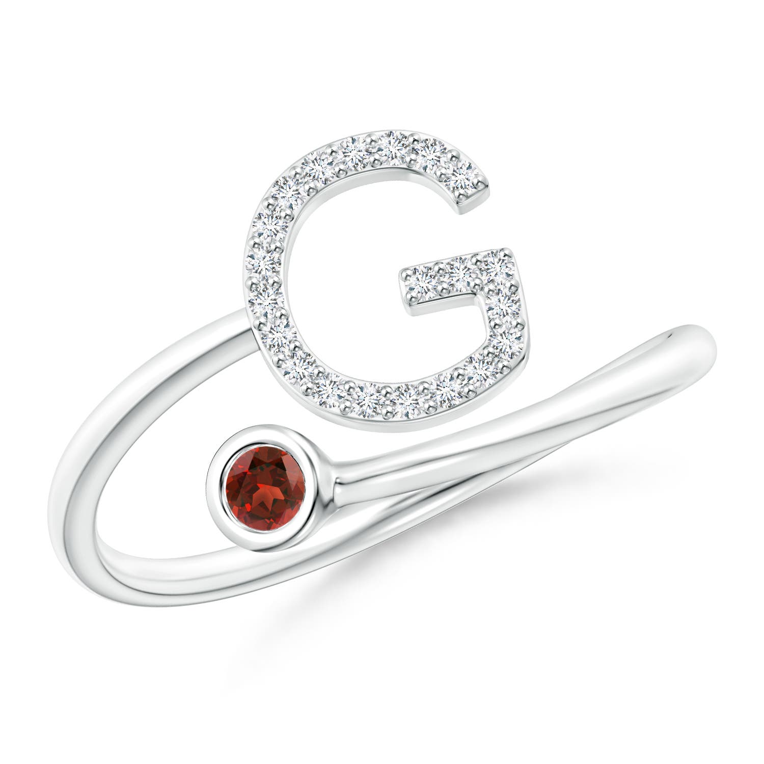 AAAA - Garnet / 0.14 CT / 14 KT White Gold