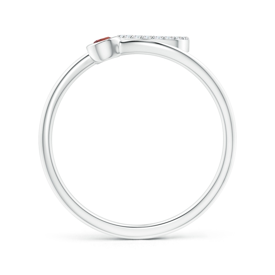 2.5mm AAAA Capital "G" Diamond Initial Ring with Bezel-Set Garnet in White Gold side 1