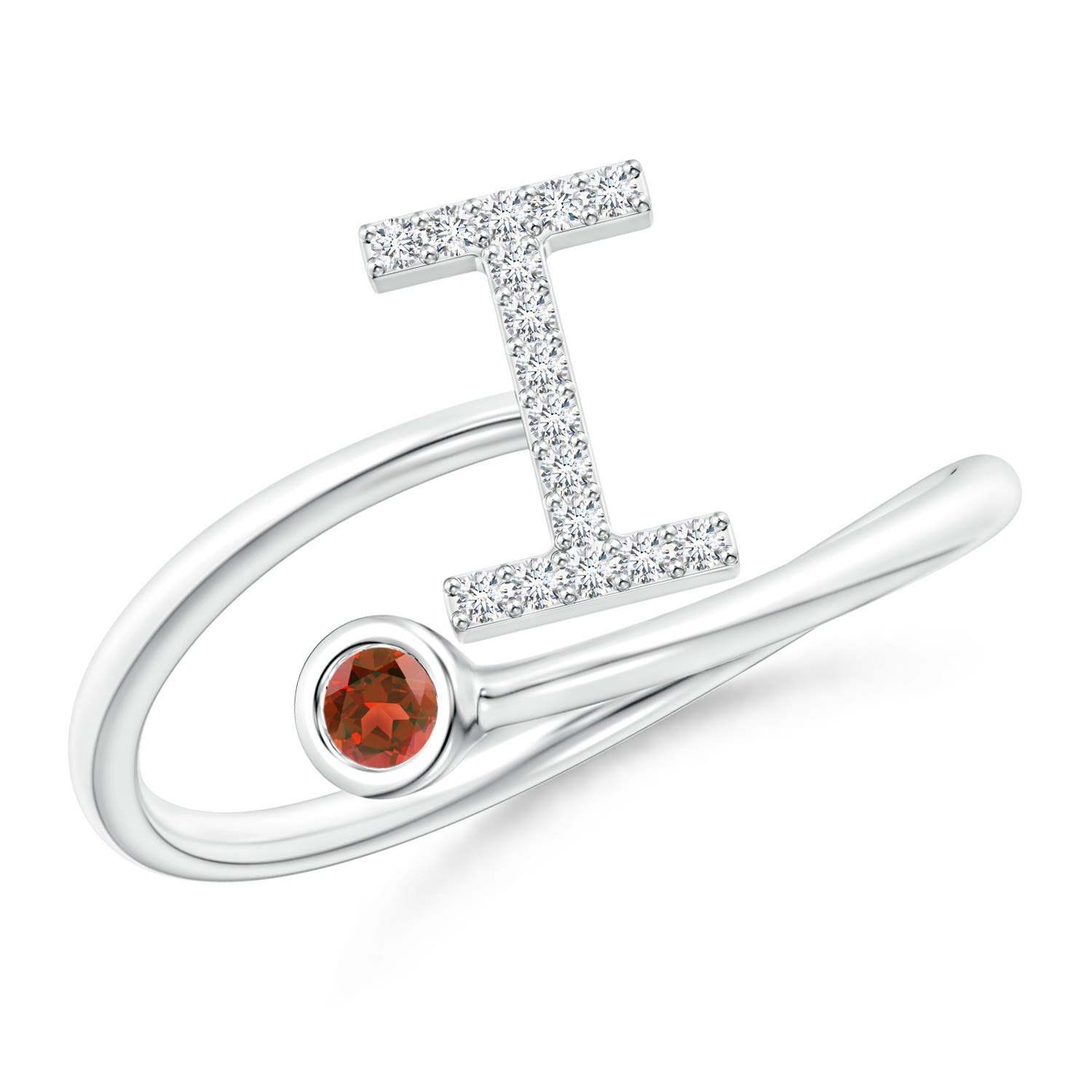 AA - Garnet / 0.13 CT / 14 KT White Gold