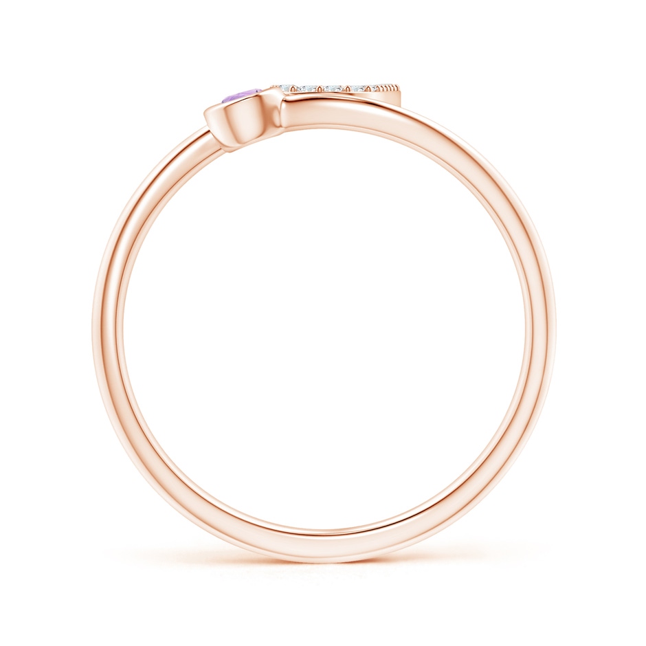 2.5mm A Capital "J" Diamond Initial Ring with Bezel-Set Amethyst in Rose Gold side 1