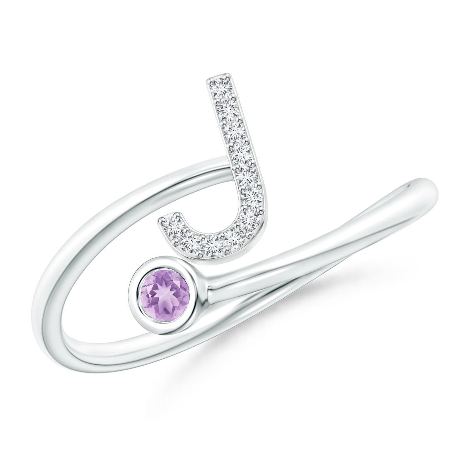 A - Amethyst / 0.09 CT / 14 KT White Gold