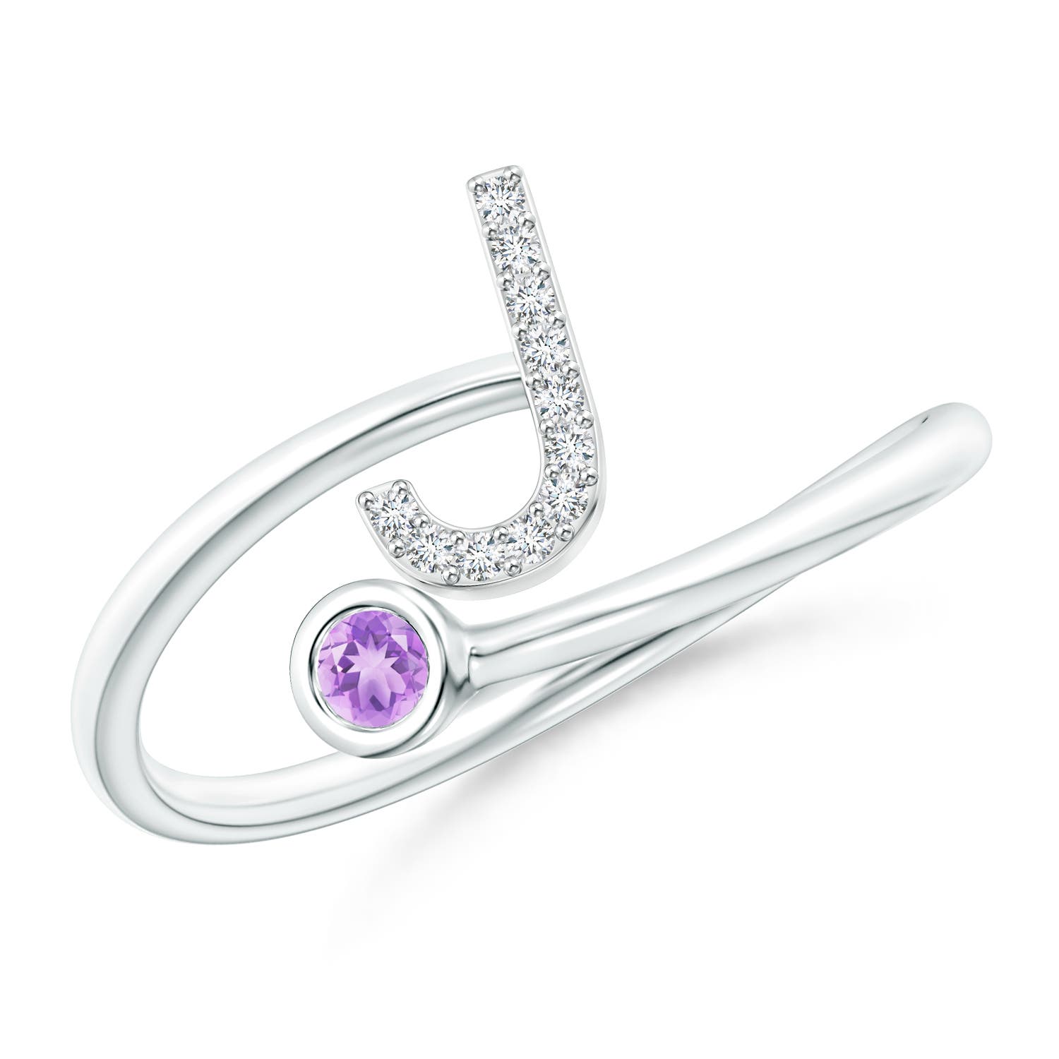 AA - Amethyst / 0.09 CT / 14 KT White Gold