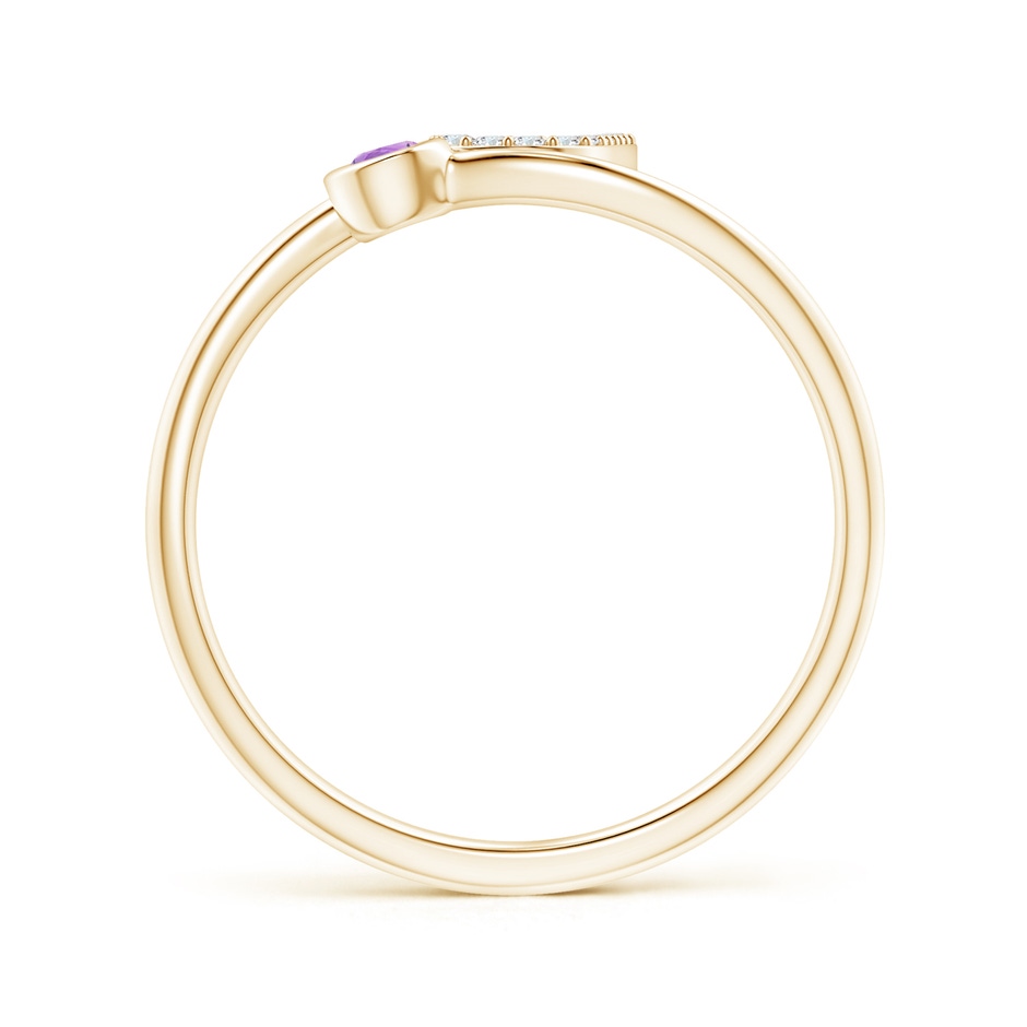2.5mm AA Capital "J" Diamond Initial Ring with Bezel-Set Amethyst in Yellow Gold side 1
