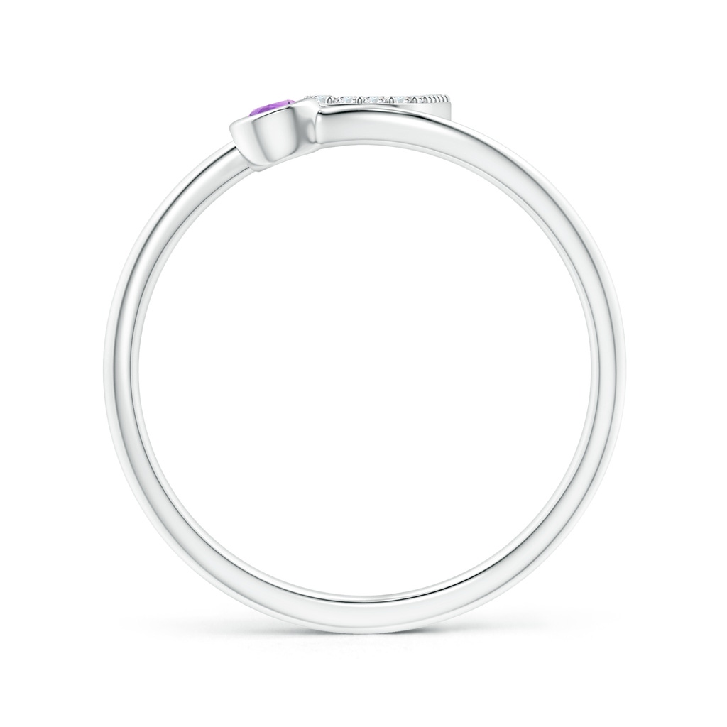 2.5mm AAA Capital "J" Diamond Initial Ring with Bezel-Set Amethyst in White Gold Side 1
