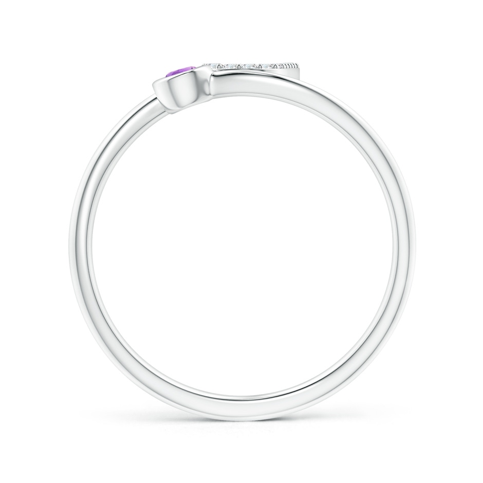 2.5mm AAA Capital "J" Diamond Initial Ring with Bezel-Set Amethyst in White Gold side 1