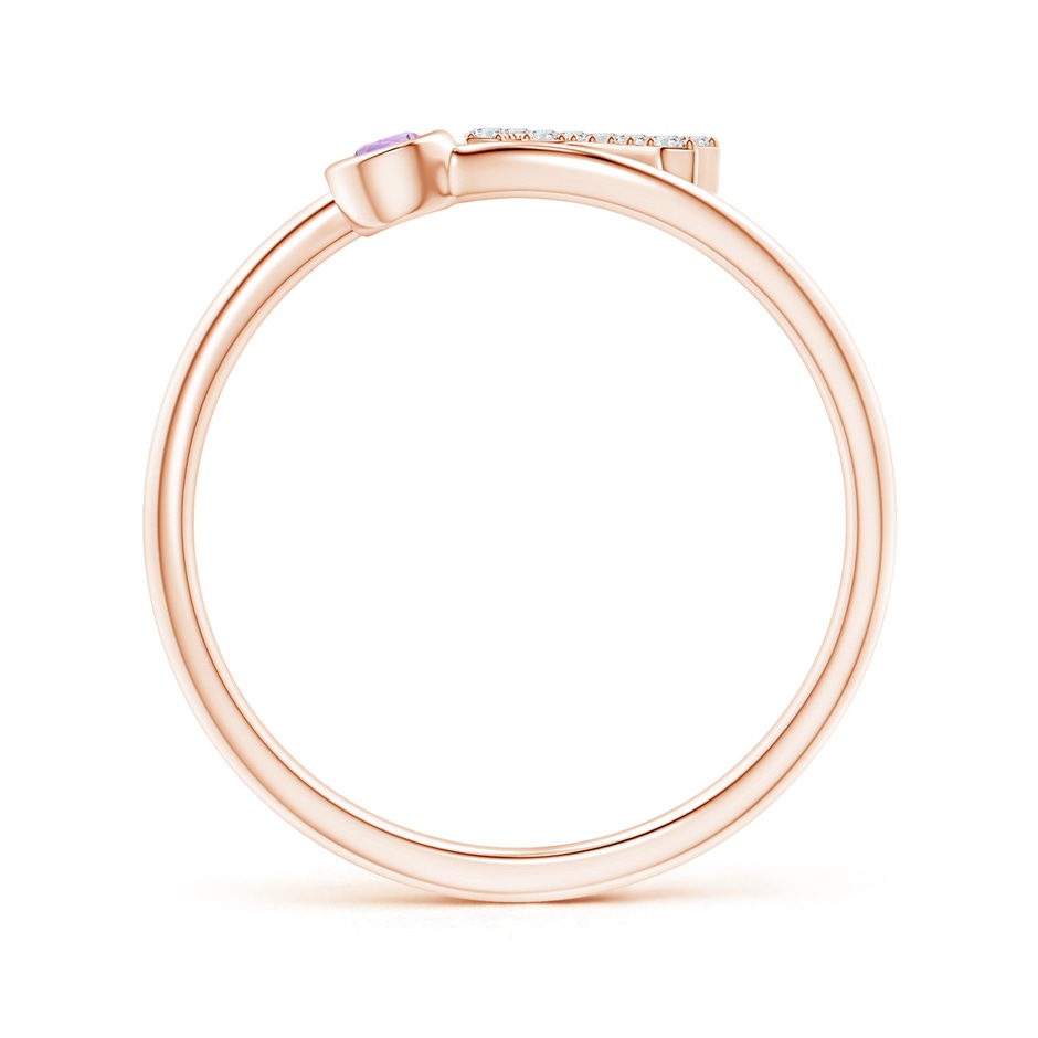 2.5mm A Capital "K" Diamond Initial Ring with Bezel-Set Amethyst in Rose Gold side-1