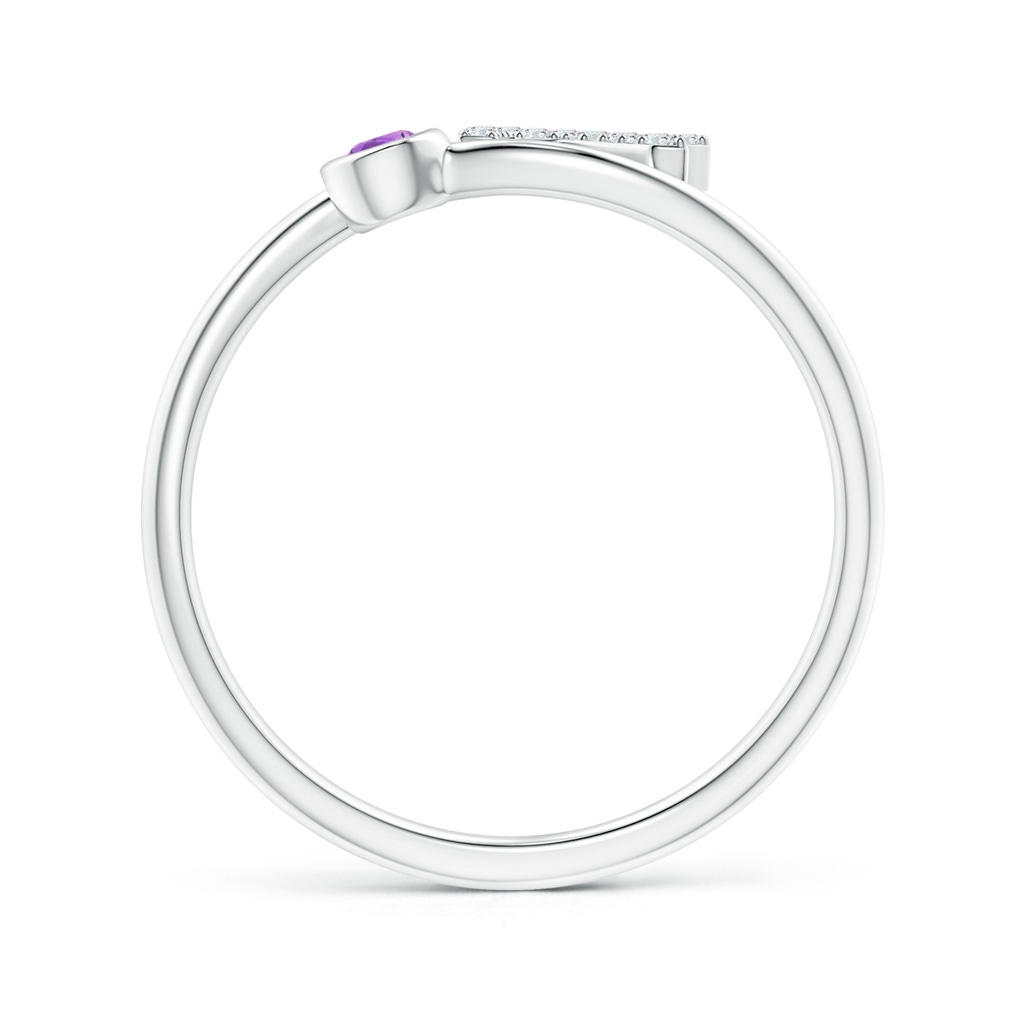 2.5mm AAAA Capital "K" Diamond Initial Ring with Bezel-Set Amethyst in White Gold Side-1