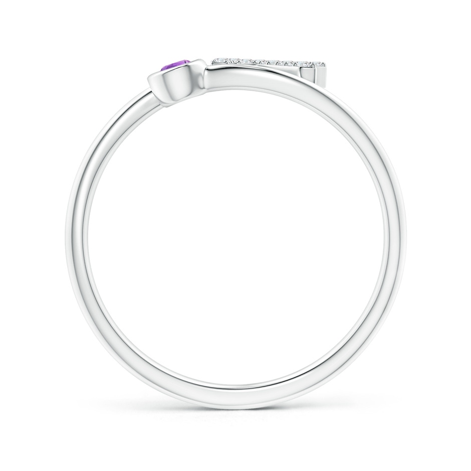 2.5mm AAAA Capital "K" Diamond Initial Ring with Bezel-Set Amethyst in White Gold side-1