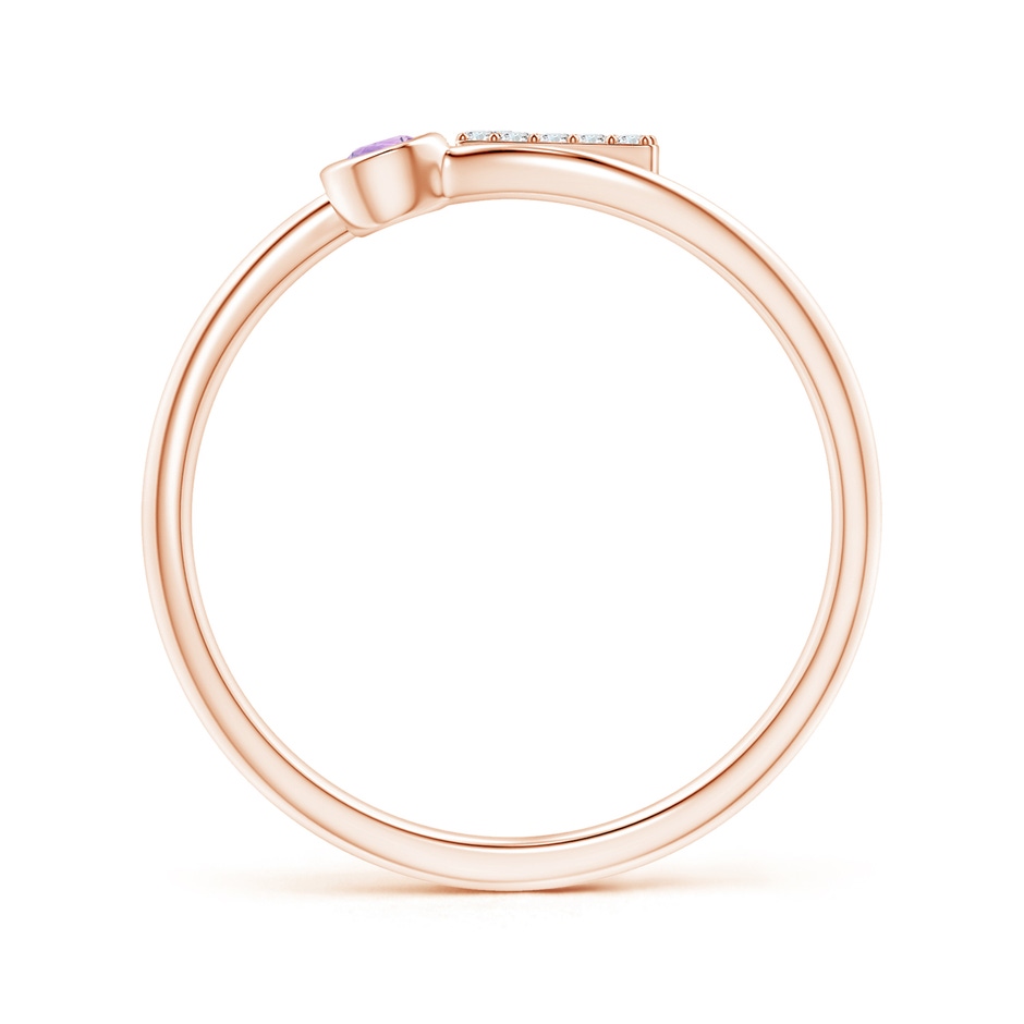 2.5mm A Capital "L" Diamond Initial Ring with Bezel-Set Amethyst in Rose Gold side 1