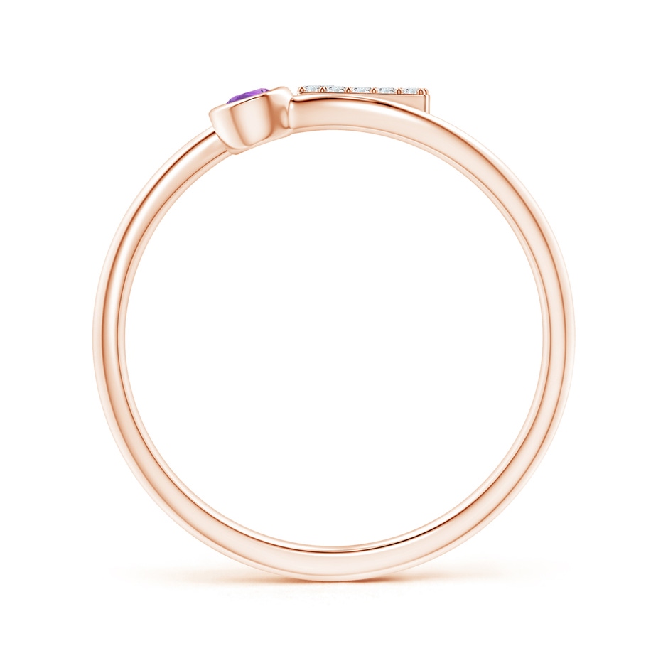2.5mm AAAA Capital "L" Diamond Initial Ring with Bezel-Set Amethyst in Rose Gold side 1