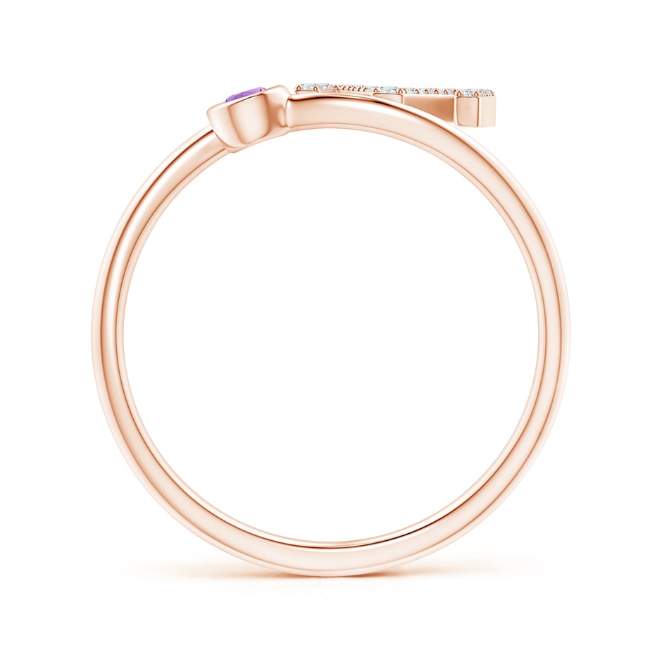 2.5mm AA Capital "M" Diamond Initial Ring with Bezel-Set Amethyst in 9K Rose Gold side 1